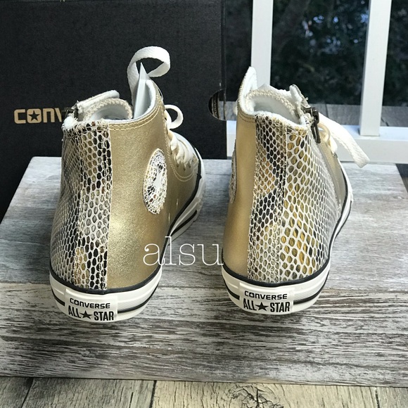 NWT Converse Ctas Side Zip Split HI Light Gold W - Picture 4 of 8